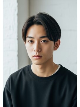 デバイス バイ フレイムス 越谷(DEVICE by Frames) メンズカット/チャコールグレー/ショート/センターパート/越谷