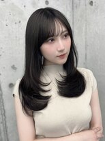フォンズ(FONS)&nbsp;透明感ダークグレーカラー/ロングレイヤー/顔周りカット/表参道