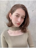 大人かわいい シースルーバング外ハネミディ