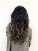 デザインカラーレイヤーカットウェットヘアオリーブベージュ