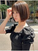 ボブ 小顔カット アッシュブラック ネイビーグレー