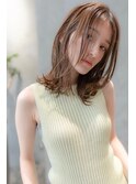 大人かわいい前髪セシルカットココアブラウンフリンジウェーブ