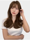 大人可愛い韓国風ミディアムレイヤーツヤ感くびれカール