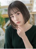 黒髪インナーカラー前下がりぱっつんボブh3北浦和20代30代40代