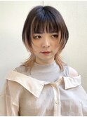 マッシュウルフくびれウルフコントラストピンクインナーカラー