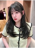 オリーブグレージュ　韓国　レイヤーカット　髪質改善