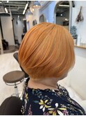 白髪染め卒業☆ハイトーンオレンジボブ