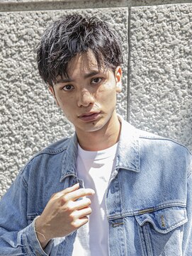 シティ(CITY) フェザーパーマブルーブラックサーフカールスパイキーショート