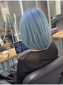 ハイトーン水色　デザインカラーブリーチ１～2回