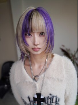 原宿/ウルフカット レイヤー デザインカラー ルーツカラー 