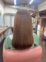 ナンバーエイト(number eight) 小顔カット暖色系カラー抜け感ナチュラル切りっぱなしロングヘア