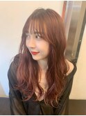 〈藤間〉韓国風顔まわりレイヤー/ボルドーカラー