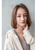 大人かわいい前髪セシルカットココアブラウンフリンジウェーブ