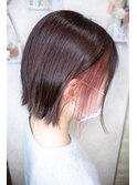 イヤリングカラー ラベンダーピンク ショート ボブ  韓国風