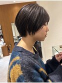 ハンサムショートボブ前髪くびれショートボブ前下がりショート