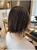 【ぱつっとボブ×ハイライト】