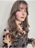 ブリーチ無しチョコレートブラウン韓国ヘア顔周り2way前髪