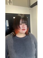 ミルクティー(Milk TEA) ウルフカット&イヤリングカラーオレンジ♪