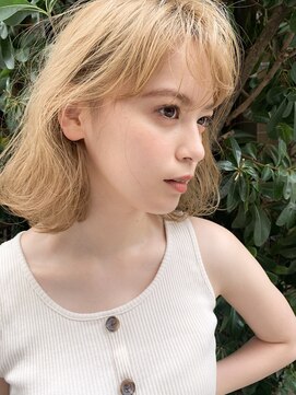 アンヘアー 元町三宮(UNHAIR) 【shiomi H】ウザバング×ハイトーンボブ/大人可愛いこなれヘア