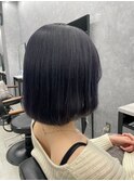 ショートボブ/ブルーブラック/艶カラー