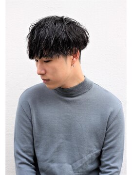 ノイセル 西本町(Noisyle) ソフトツイストスパイラルパーマ黒髪ツーブロックマッシュヘアー