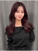 韓国女優ラベンダーピンクカラーレイヤーカットくびれ巻き　千葉