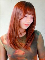 ガリカ 横浜(Gallica) 艶ストレート×顔まわりレイヤー×オレンジブラウン