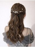 逗子葉山ハーフアップヘアアレンジヘアメイク巻き髪結婚式Y135