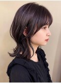 髪質改善カラーくびれレイヤー小顔ラベンダーブラック春カラー