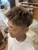 メンズカノエ 山口小郡店(Men's CANOE)&nbsp;アップバングショート×ブラウン＆メッシュカラー