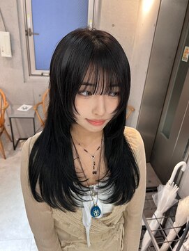 サンド 鹿児島中央(sand) 黒髪/グレーベージュ/レイヤーロング/前髪パーマ[鹿児島駅]