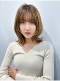 顔まわりカット/レイヤーカット/韓国/外ハネ/グレージュ