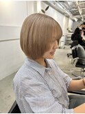 ミルクティーベージュミニボブ小顔ボブフェイスレイヤー新宿