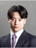 ビジネスツーブロック ナチュラルパーマ センターパート