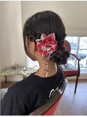 夏祭り/ヘアアレンジ/編み込みお団子