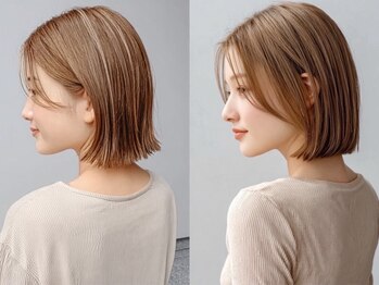 レリーリズ 大阪梅田(Rely Liz)の写真/前髪有×前下がりボブの似合わせヘア!顔形別に洗練された印象へ[大阪梅田/ショートボブ/レイヤー/髪質改善]