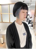 久保田)切りっぱなしミニボブインナーカラーブルーブラック