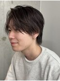 大人男子ナチュラルセンターパートウルフ毛流れカット20代30代