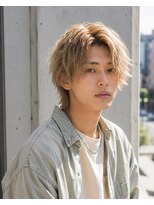 MEN's Baguz MEN'Sカット/ MEN'Sパーマ/ MEN'Sカラー ハイトーンベージュ×韓国ミディアムレイヤー