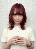 チェリーレッドくびれミディアムウルフ