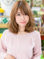 カバーヘア ブリス 上尾西口店(COVER HAIR bliss)&nbsp;斜めバングゆるふわ韓国風巻きくびれミディc6上尾20代30代40代