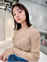 愛され外ハネボブシースルーバング暗めボブ