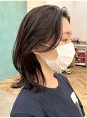 上品ミディアムレイヤーカット顔まわり前髪カット20代～50代