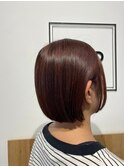 艶レッドブラウン×コンパクトボブ