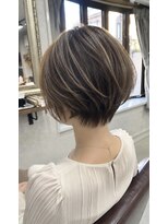 髪質改善Lino hair/縮毛矯正/白髪ぼかし/ハイライト/メンズカット【リノヘア】 透明感抜群!ハイライトに透明感グレージュ/美フォルムショート