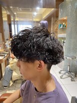 ヘアリゾート エーアイ 原宿(Ai for men) 波巻きスパイラルパーマツーブロックショートマッシュ