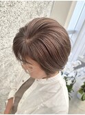 白髪ぼかし/ハイライトグレージュショートスタイル