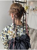 浴衣アレンジ＊お団子×三つ編み