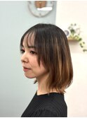 黒髪/ボブルフ/ネビージュ/小顔/ワンレン/髪質改善/前髪