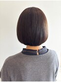 オリーブグレー×丸みボブ
